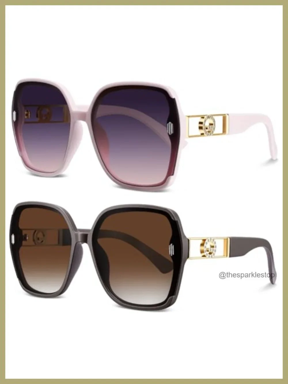 Retro 70s Oversized Square Sunglasses for Women Men UV400 Protection 2 Pack